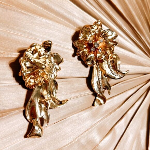 vintage style flower drop earrings A288 - Picture 3 of 4